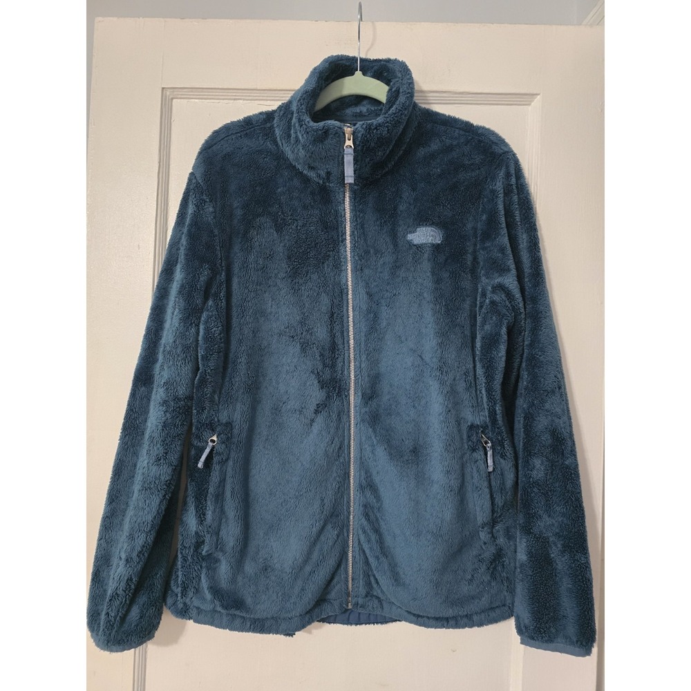 The North Face Fuzzy Fleece jacket Zip Logo Womens XL Teal